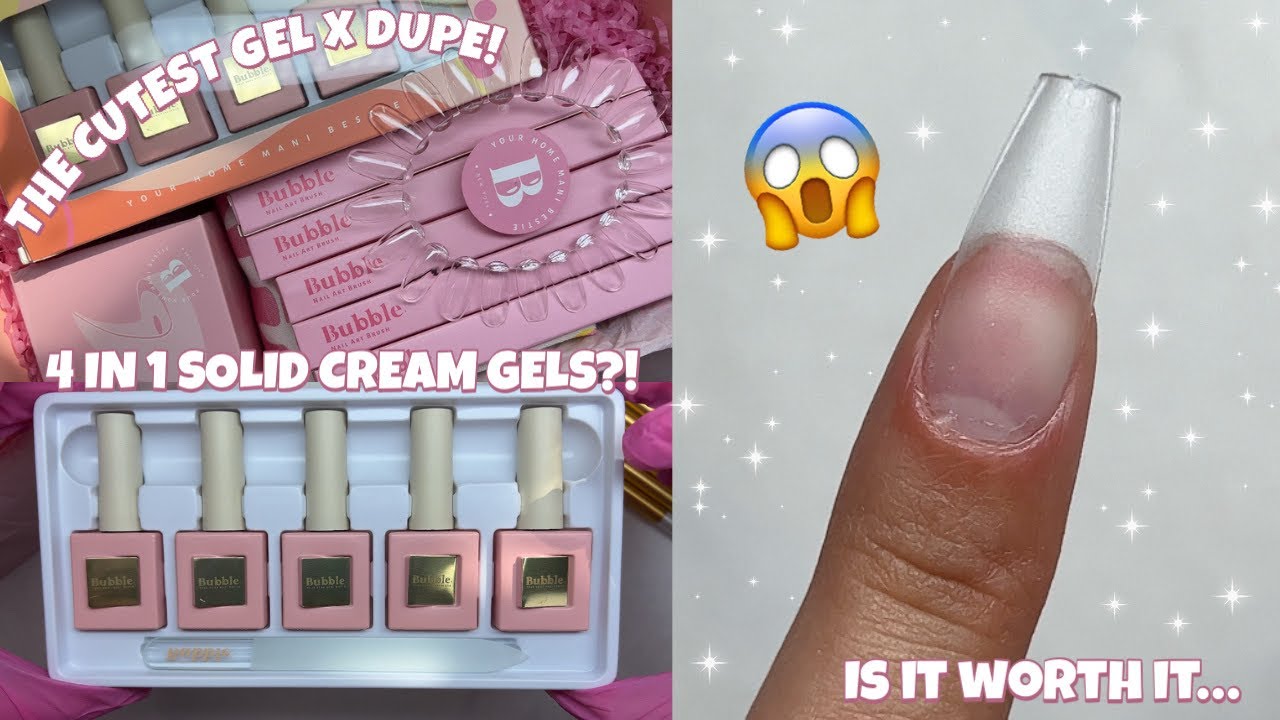 THE CUTEST GEL X DUPE | HOW TO DO PERFECT NAILS AT HOME | BUBBLE 4IN1 SOLID CREAM GELS | EASY NAILS