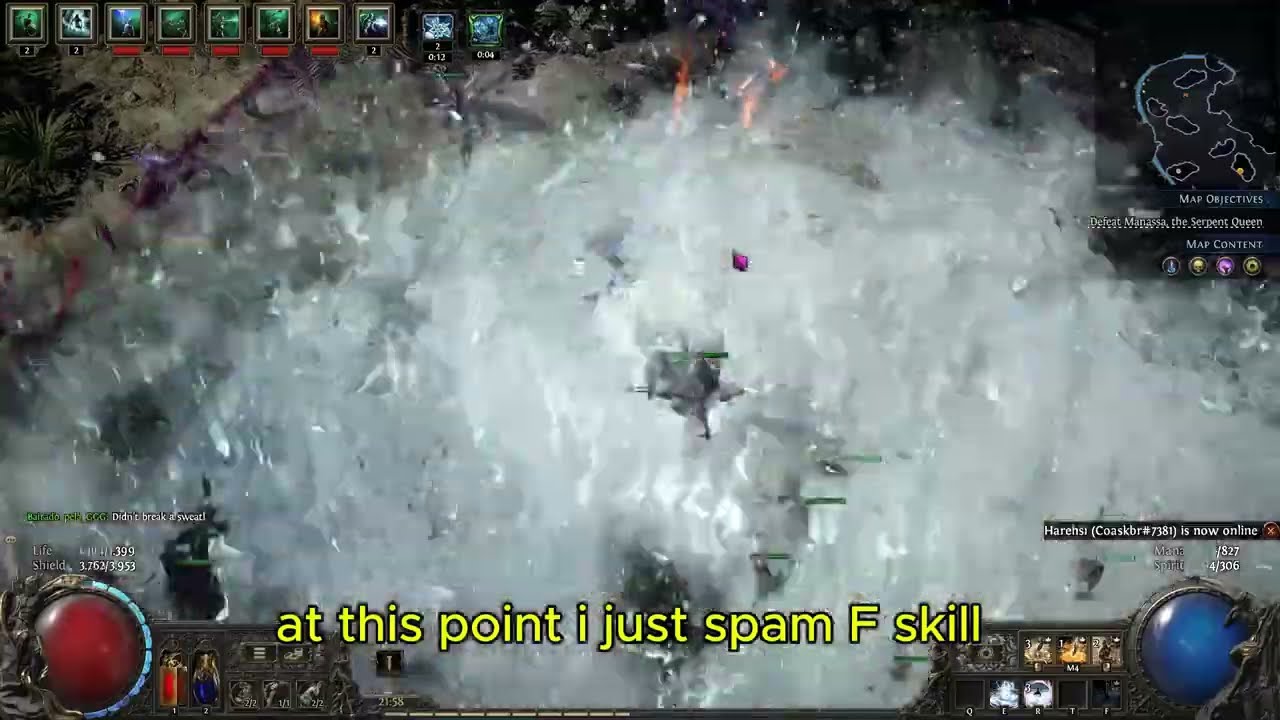 3 screens AOE 1 divine build 0.4 Disciple of Varashta POE 2