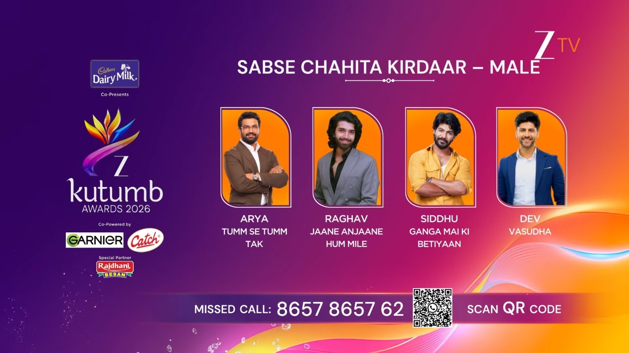 Zee Kutumb Awards 2026 - Sabse Chahita Kirdaar Male - 8th March, Sunday At 6 PM - Zee TV