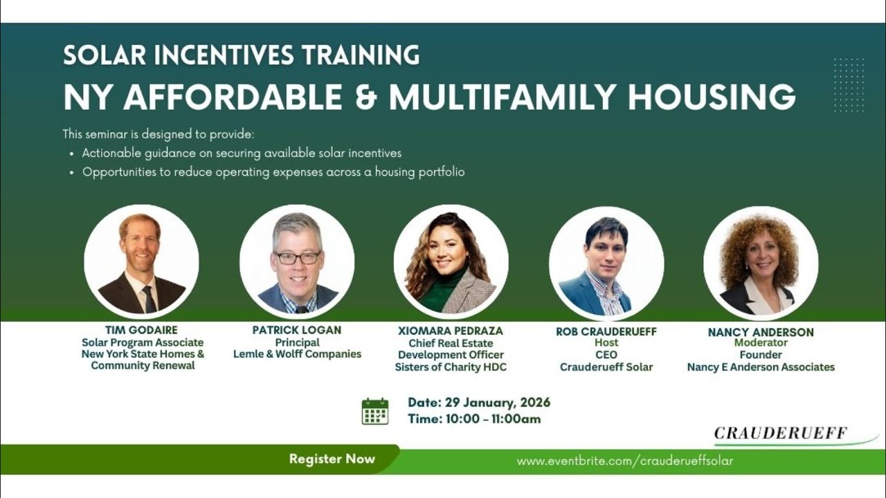 Solar Incentives Training for NYS Affordable and Multifamily Housing