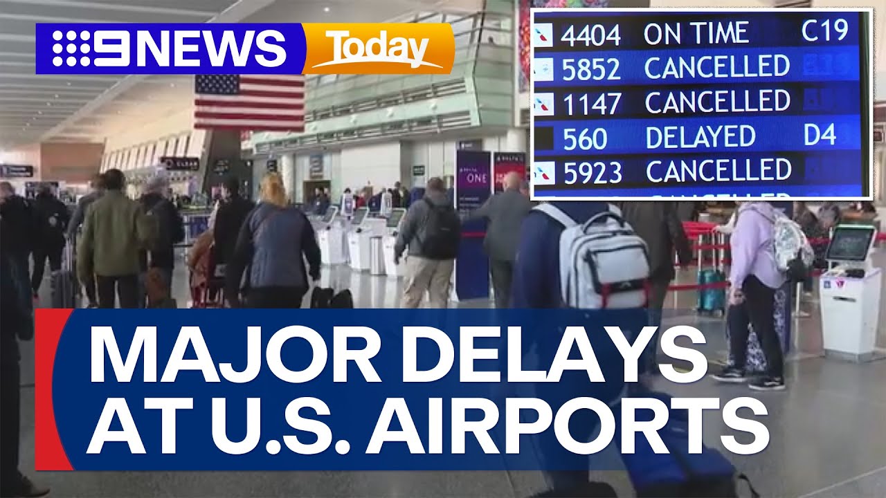U.S. government shutdown causes airport delays | 9 News Australia