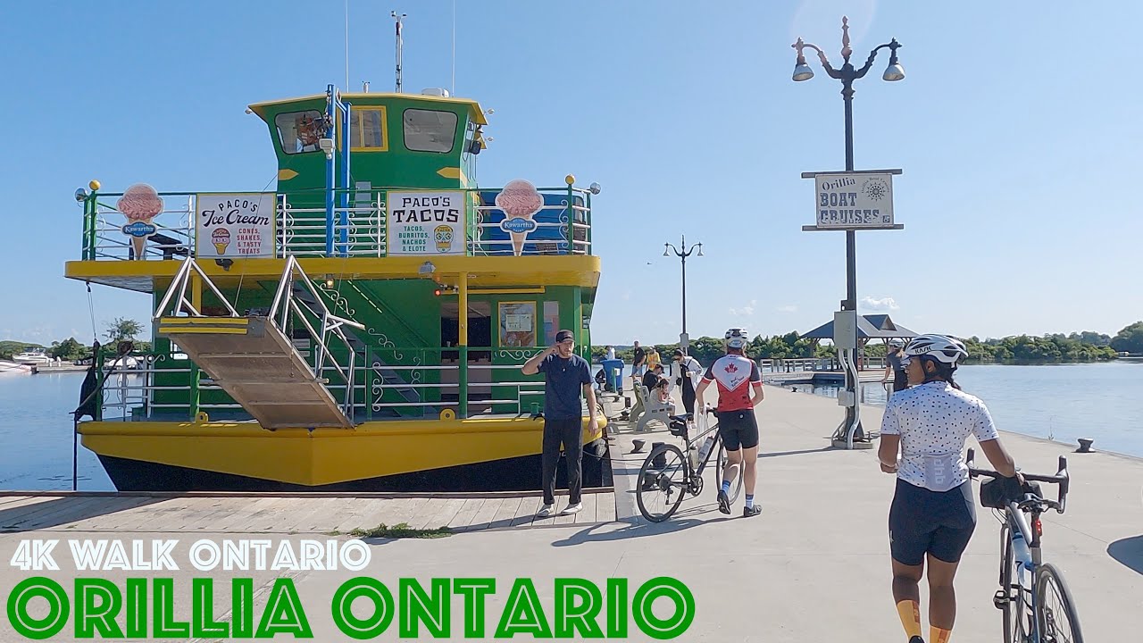 Orillia, Ontario - Mississaga St. - Guardian Angels Church: 4K Slow Walk Toronto & Ontario, Canada