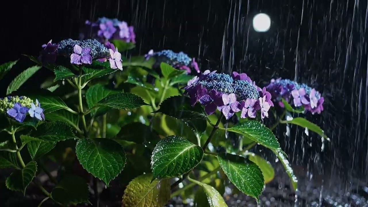 feel sounds rain on the flowers