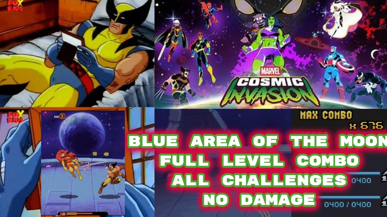 Marvel Cosmic Invasion Level 6 No Damage All Challenges Blue Area of the Moon (Nova Wolverine)