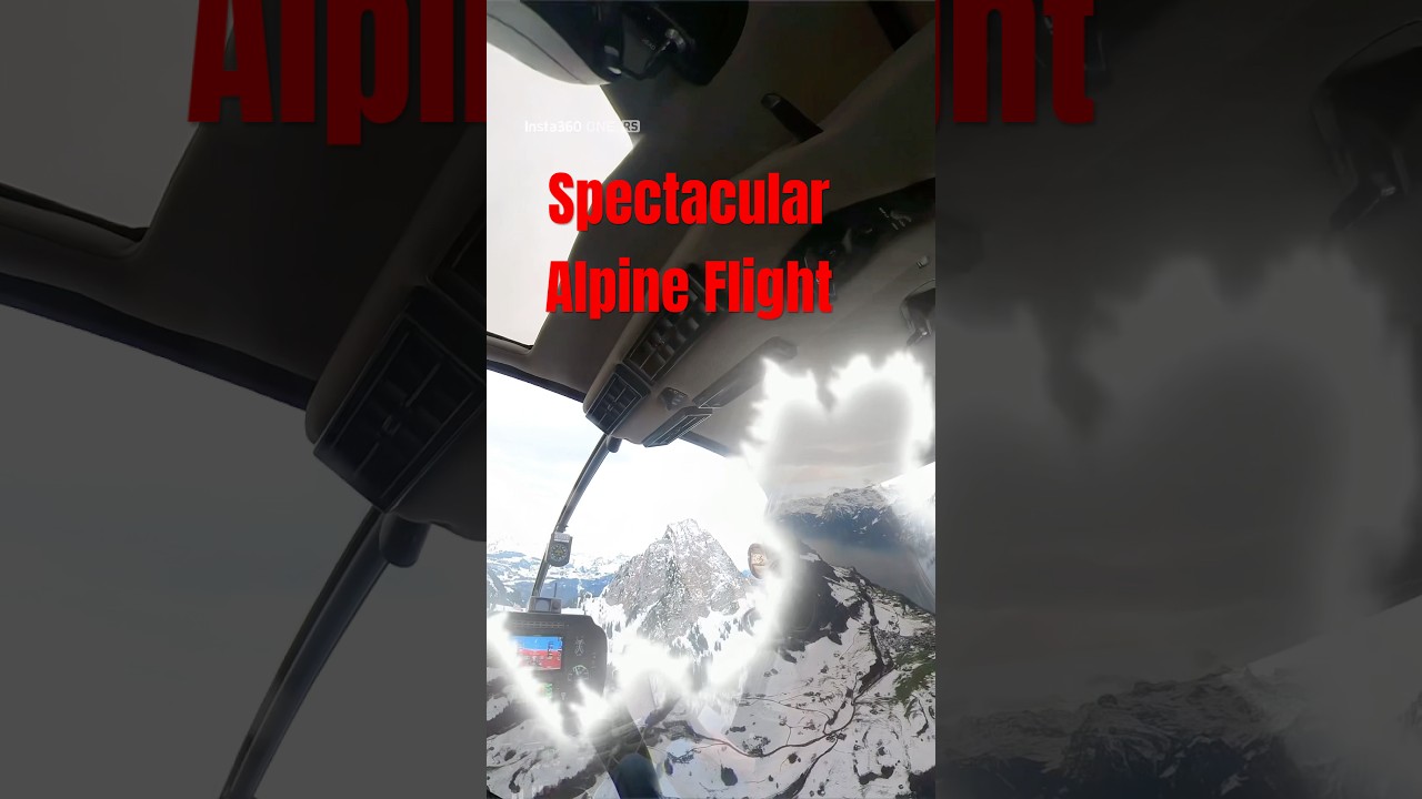 Spectacular Helicopter flight through snow-covered Swiss Alps 