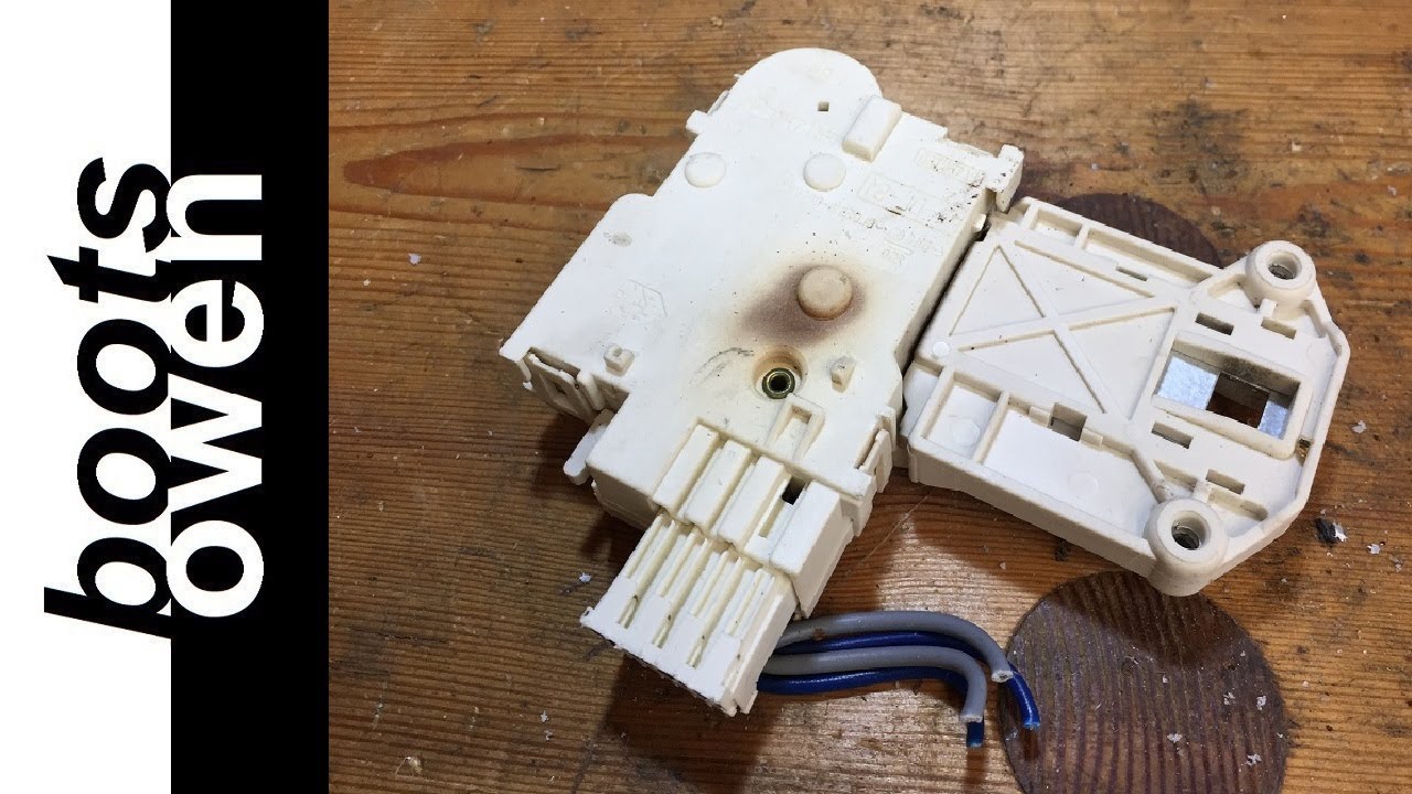 Washing machine door interlock scorched (fire damage?) AEG 16830 teardown and look inside