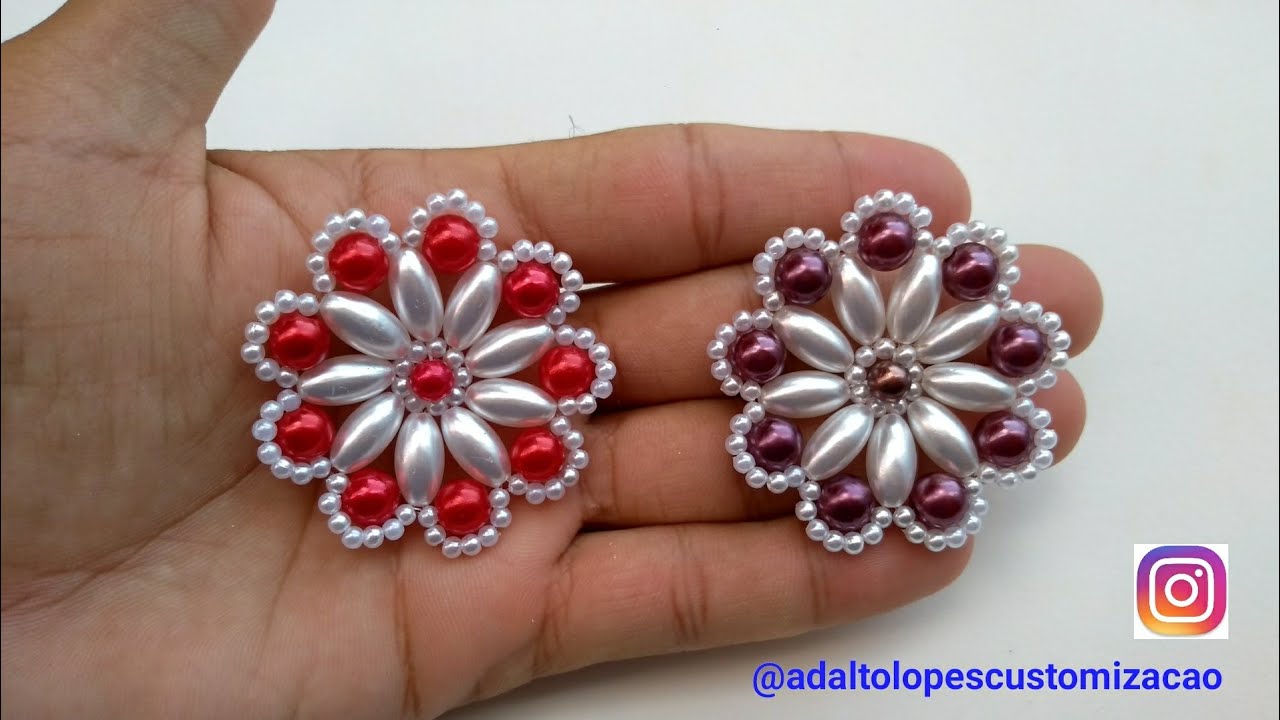FLORZINHA NAIARA  COM PEROLAS OVAL | Chinelos Customizados | Adalto Lopes