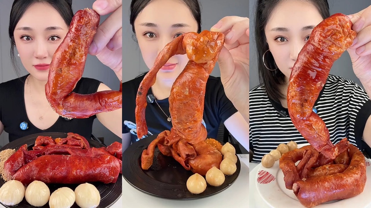 【Yummy】Grilled pork intestines🐖🧄#mukbang#asmr