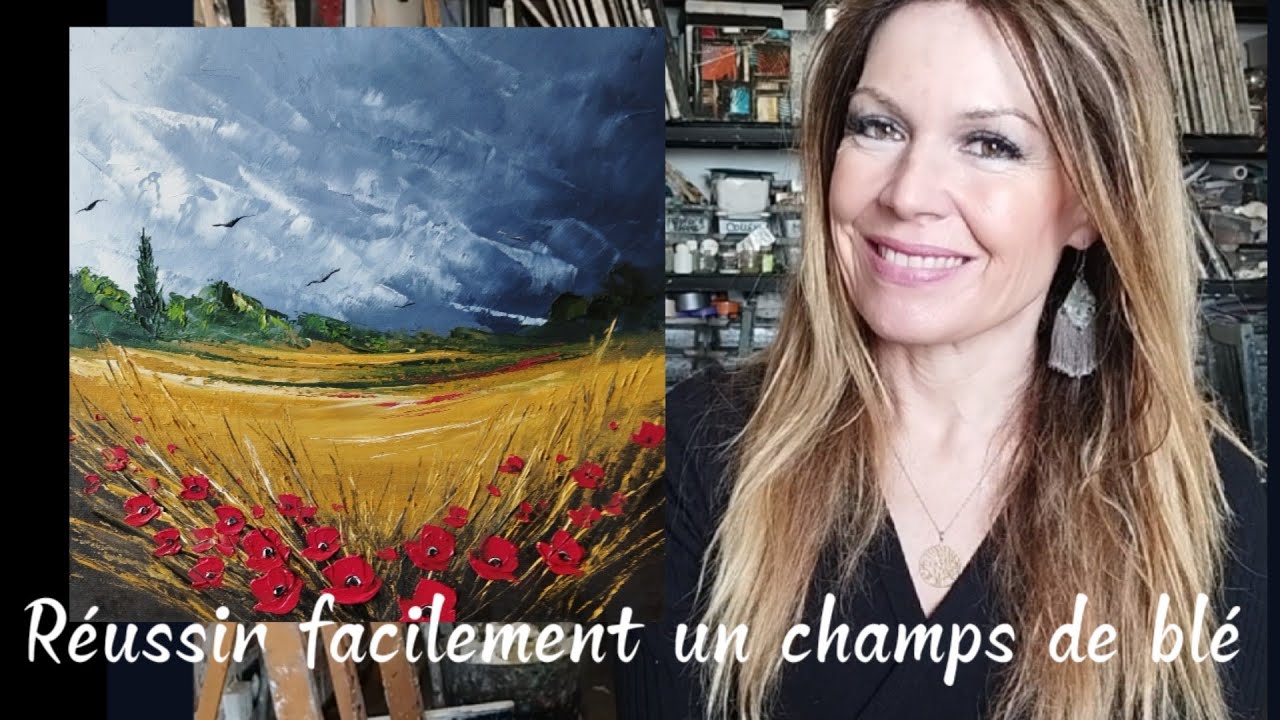 PEINDRE BLÉ & COQUELICOTS FACILEMENT par Nelly LESTRADE