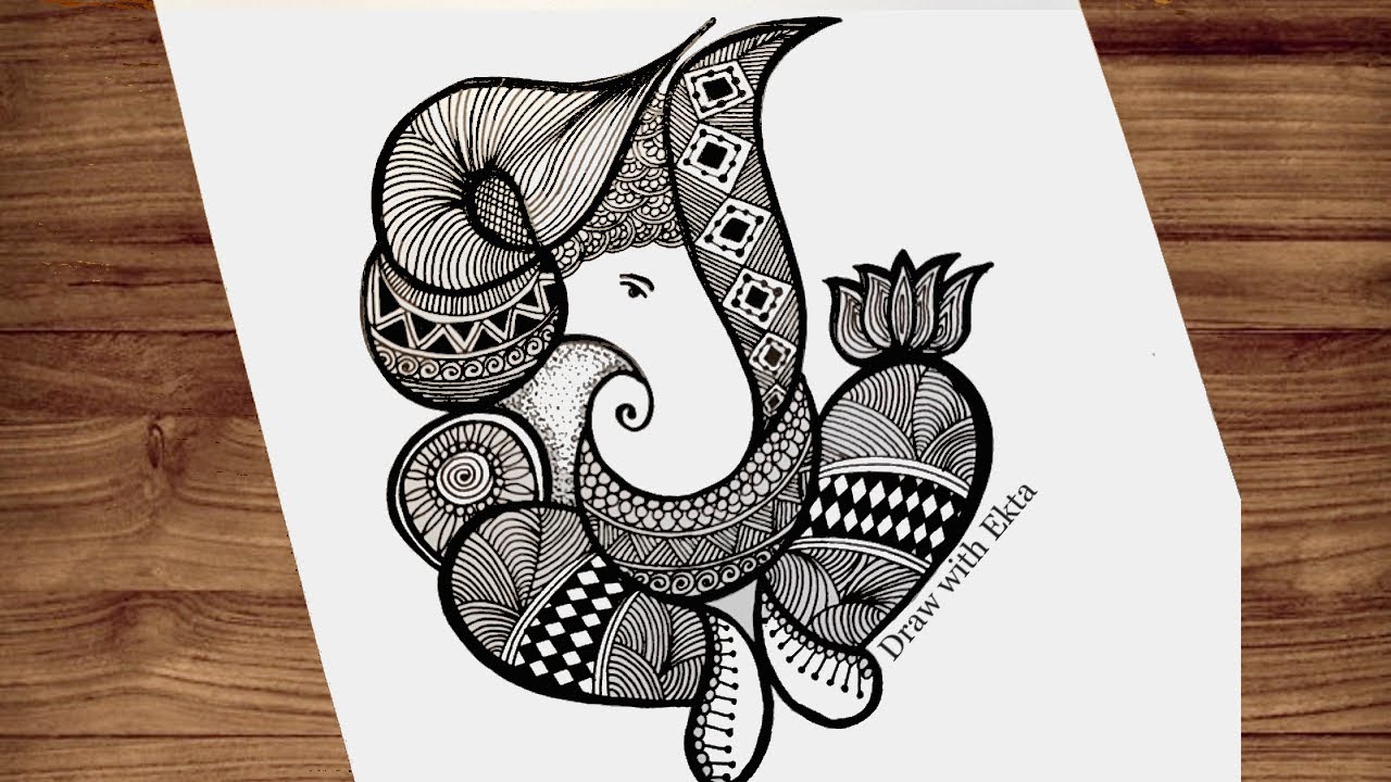 Ganesha Mandala Art / How to draw Ganesha Drawing / Lord Ganesha Mandala art