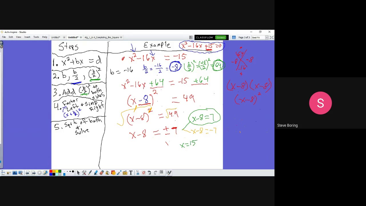 Completing the Square Steps & Examples Video