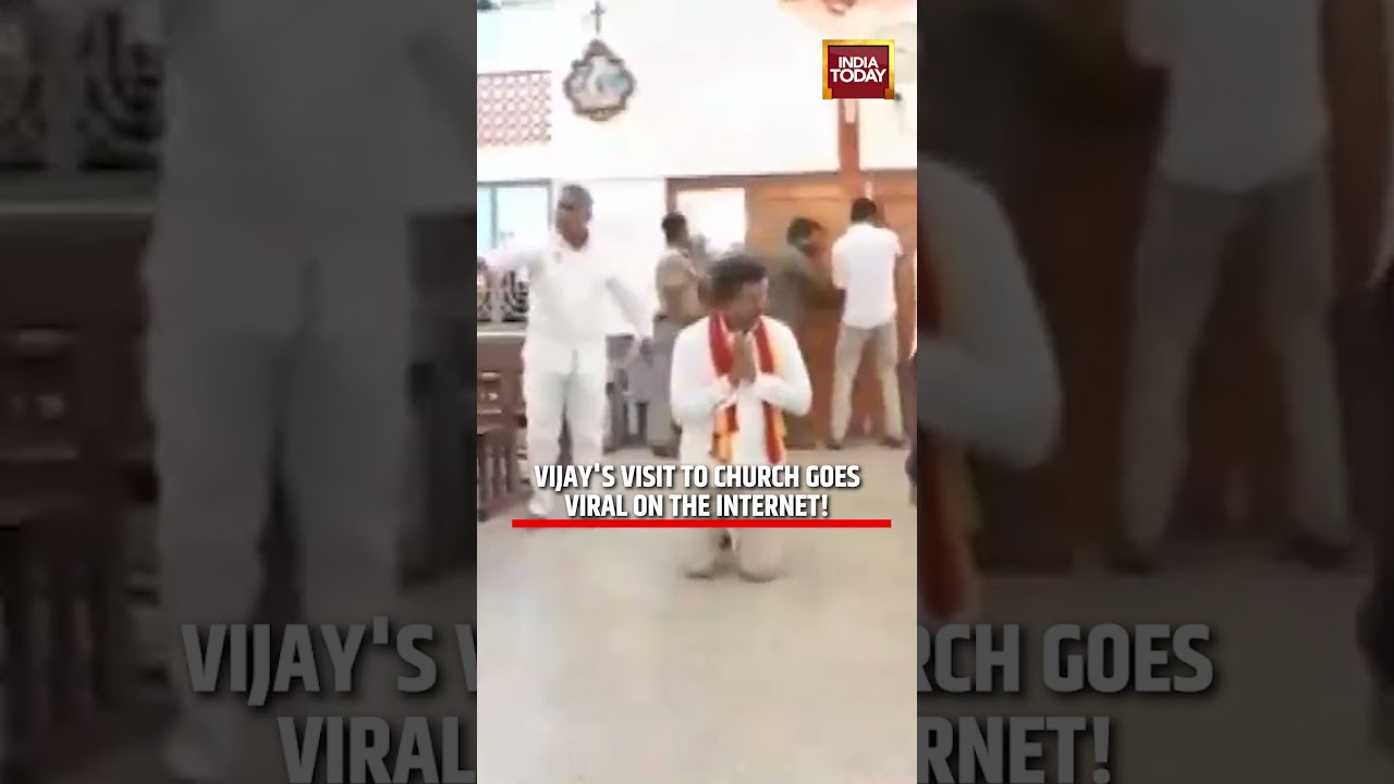 TVK Chief Vijay Kneels in Prayer at St. Antony&rsquo;s Church in Trichy Amid Tamil Nadu Polls #tvk #vijay