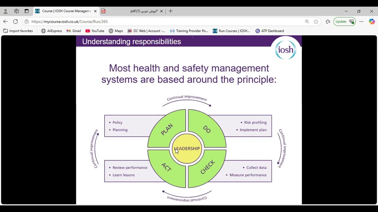المحاضرة  الرابعه لشرح كورس الايوش الادارة بأمان Bassem Amralla - IOSH MANAGING SAFELY