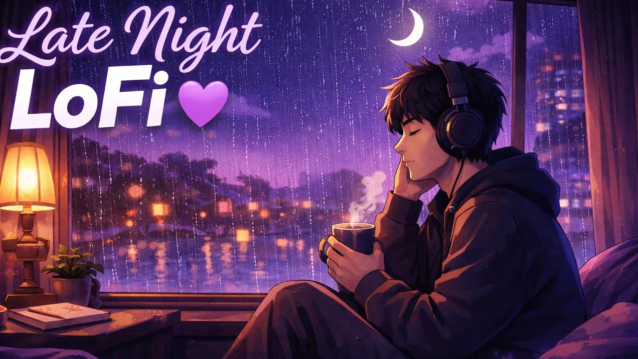 Late Night LoFi 💜 Hindi Love Song | Relax / Study / Sleep | Rainy Night Vibes