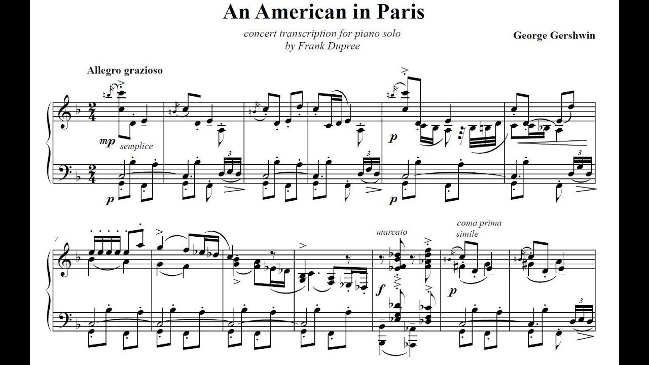 Gershwin | An American in Paris | Piano Version by Frank Dupree (1)
