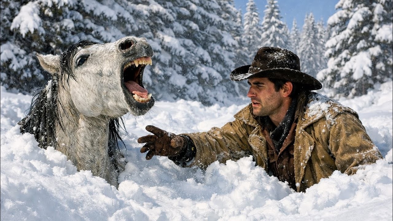 Armer Cowboy findet trächtiges Pferd im Schnee begraben – was geschah schockierte die Stadt so sehr!