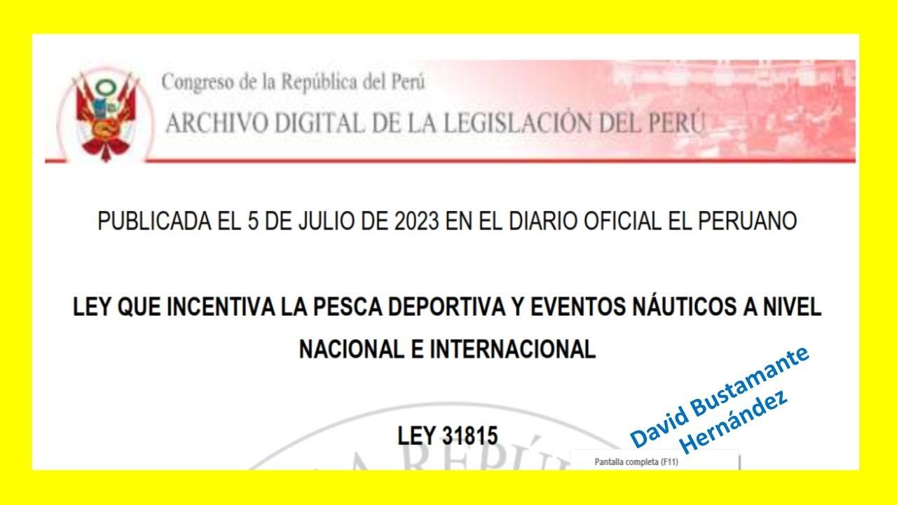 Ley 31815 - Ley que incentiva la pesca deportiva y eventos n&aacute;uticos a nivel nacional e internacional