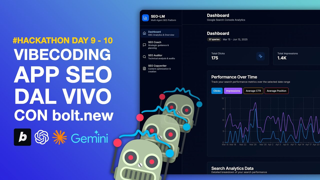 Creo un App SEO da 1mil di €🤑😂- Vibe Coding dal vivo Bolt.new Hackathon - Giorno 9 - 10