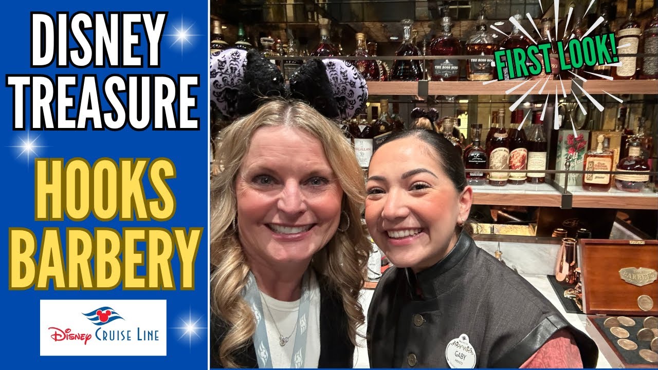 Disney Cruise Line TREASURE | HOOKS BARBERY & BAR Tour | FIRST LOOK | Old Fashion | Pappy Van Winkle