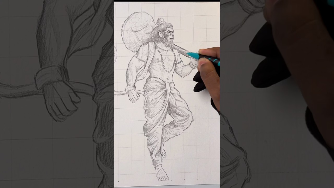 Hanuman Ji Drawing, #shorts #art #drawing #hanuman