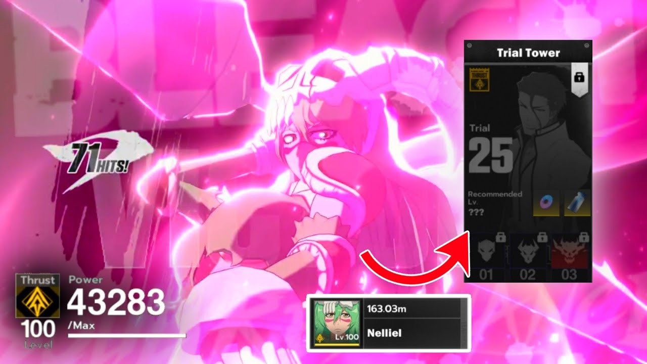 NELLIEL SOLO DPS TRIAL TOWER THRUST 25 | Bleach Soul Resonance