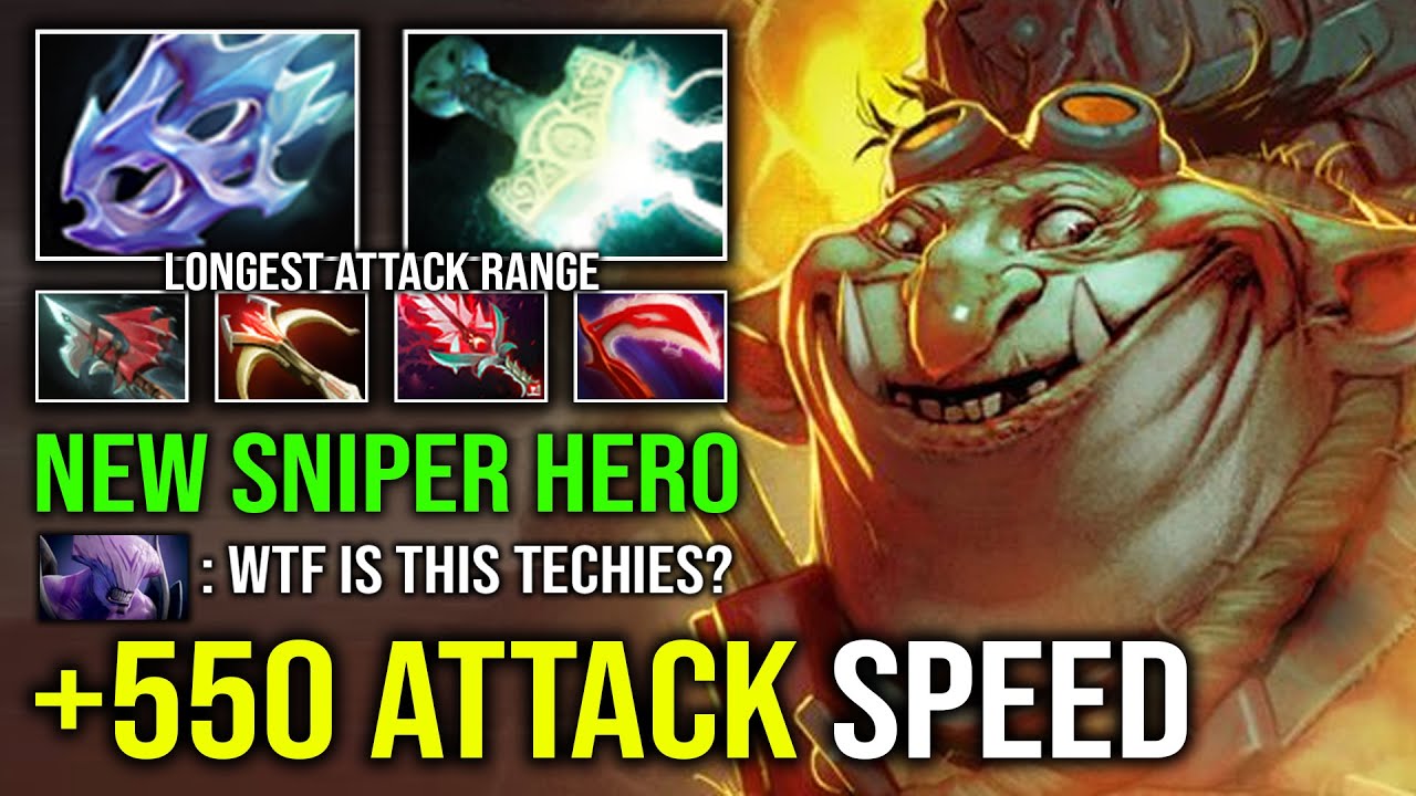 NEW SNIPER HERO +550 Attack Speed Unlimited Lightning Longest Range Techies Offlane Dota 2