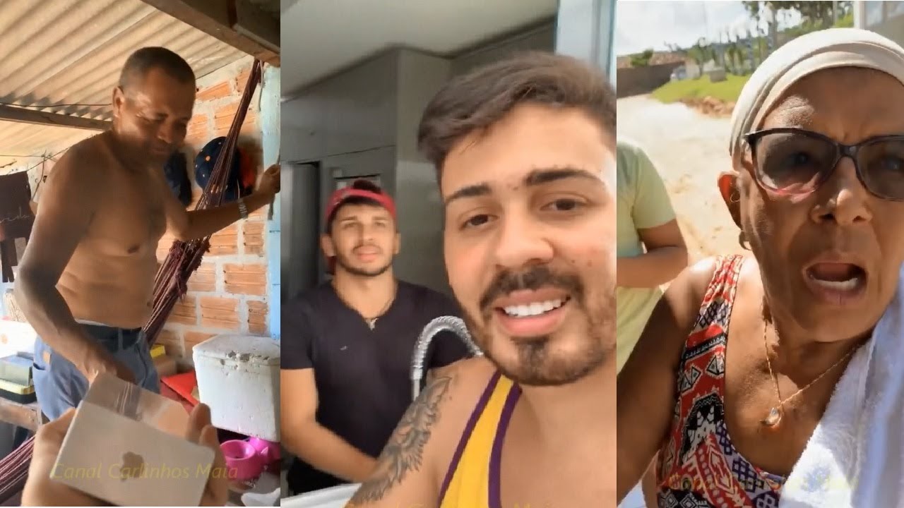 Carlinhos Maia Dá Iphone à Virgílio+Com Lucas Em Casa