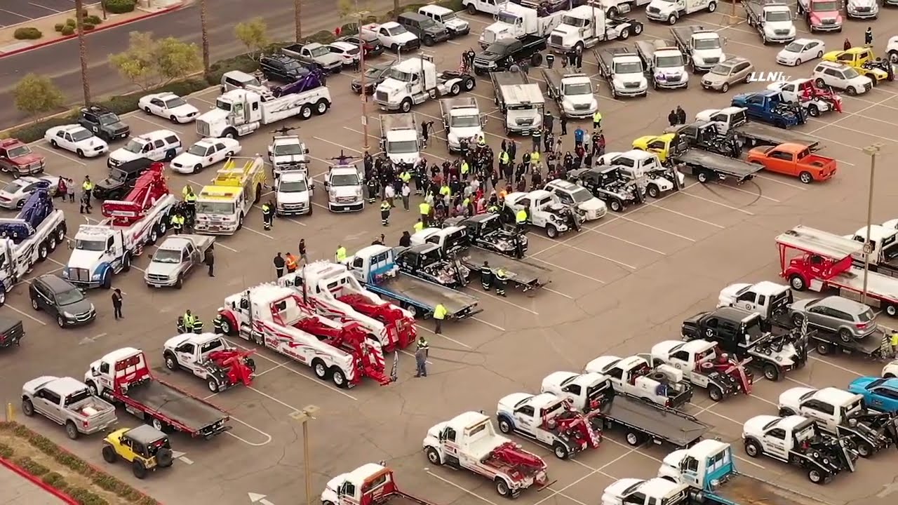 Tow Truck Procession for Ryan Billotte From The Air | HENDERSON, CA  3.13.21