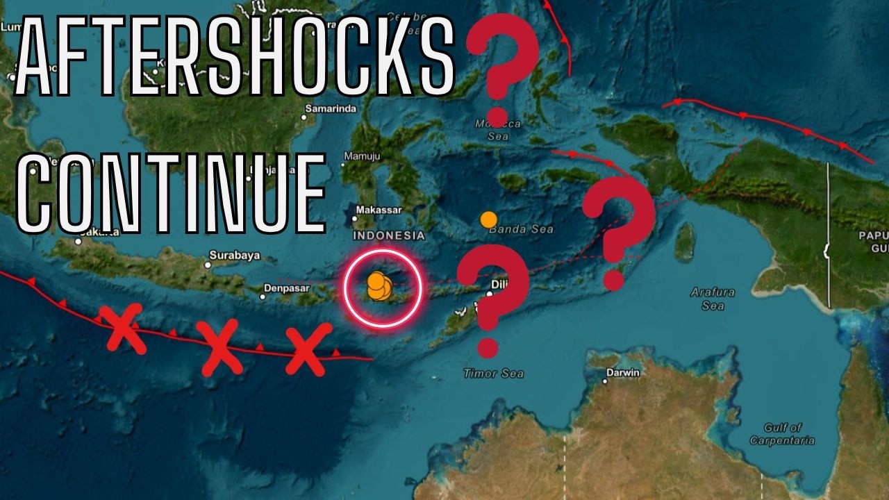 Multiple large Aftershocks today Flores Indonesia Region. Wednesday Night Earthquake update.