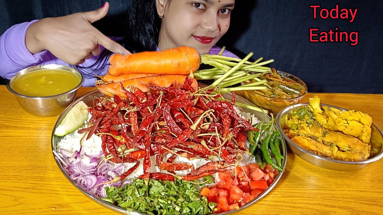 Asmr Eating Fish Curry, Daal Bhat,Carrot Bharta,Tagra Curry | Indian Food's eating show 