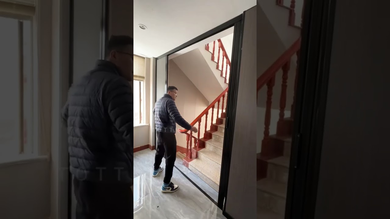 Folding partitions for stairs require no drilling and can be installed in less than ten minutes.