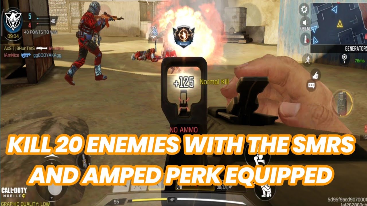 COD MOBILE KILL 20 ENEMIES WITH THE SMRS AND AMPED PERK EQUIPPED IN MP MATCHES | JB HUNTERS