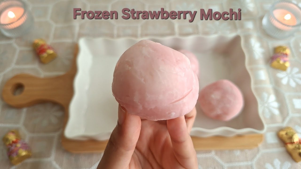 Frozen Strawberry Mochi | Soft, Chewy & Refreshing Dessert 🍓