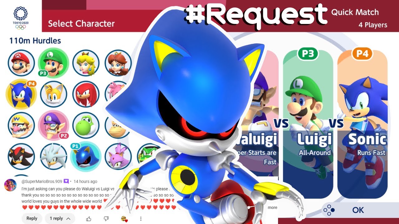 MARIO AND SONIC AT TOKYO 2020 | Gameplay (4 Players) | Metal Sonic VS Sonic VS Waluigi VS Luigi