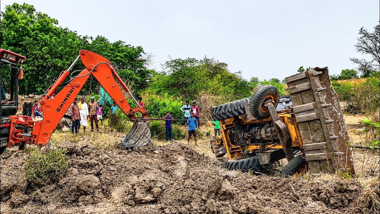 Jcb Backhoe Got Accident rescued by TATA Hitachi |tractor videos| |Jcb videos|