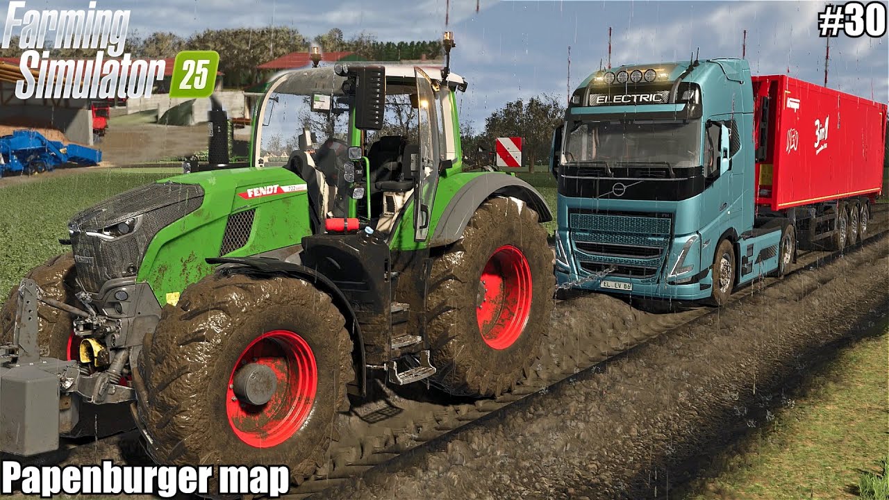 TOWING A TRUCK STUCK IN A MUDDY TRACK│Papenburger│FS 25│30