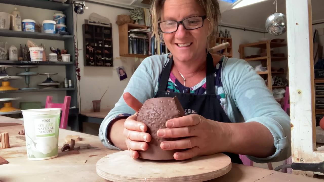 How to make a curvy mug shape from a flat slab - Home Pottery School - Lockdown Learning