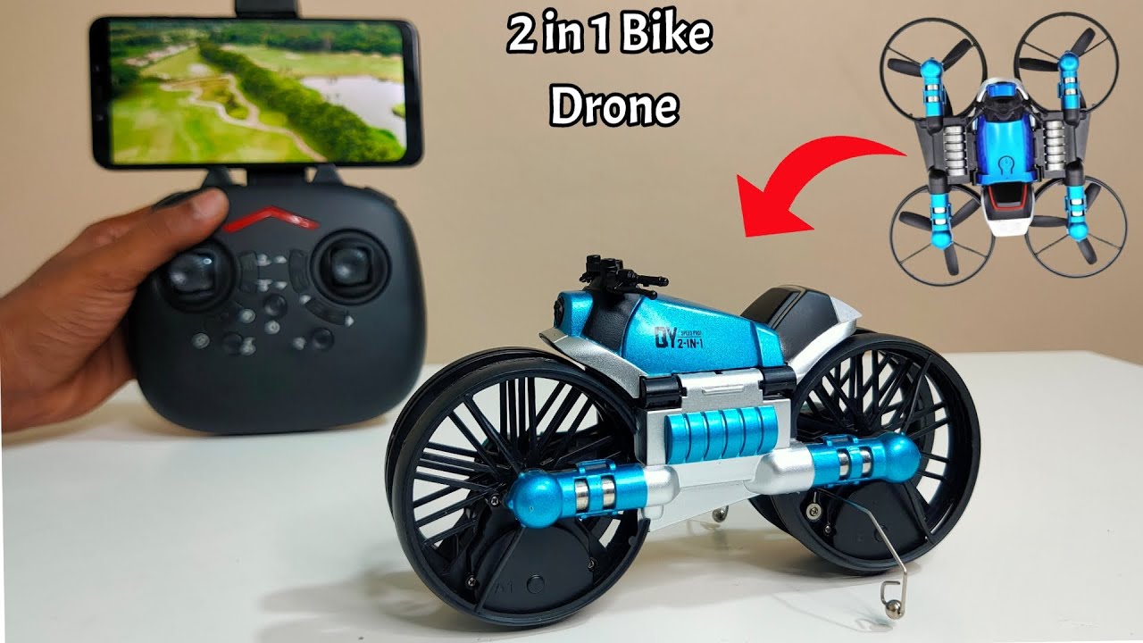 RC Bike Drone - 2 in 1 Flying Drone Plus Motorcycle Unboxing & Testing - Chatpat toy tv
