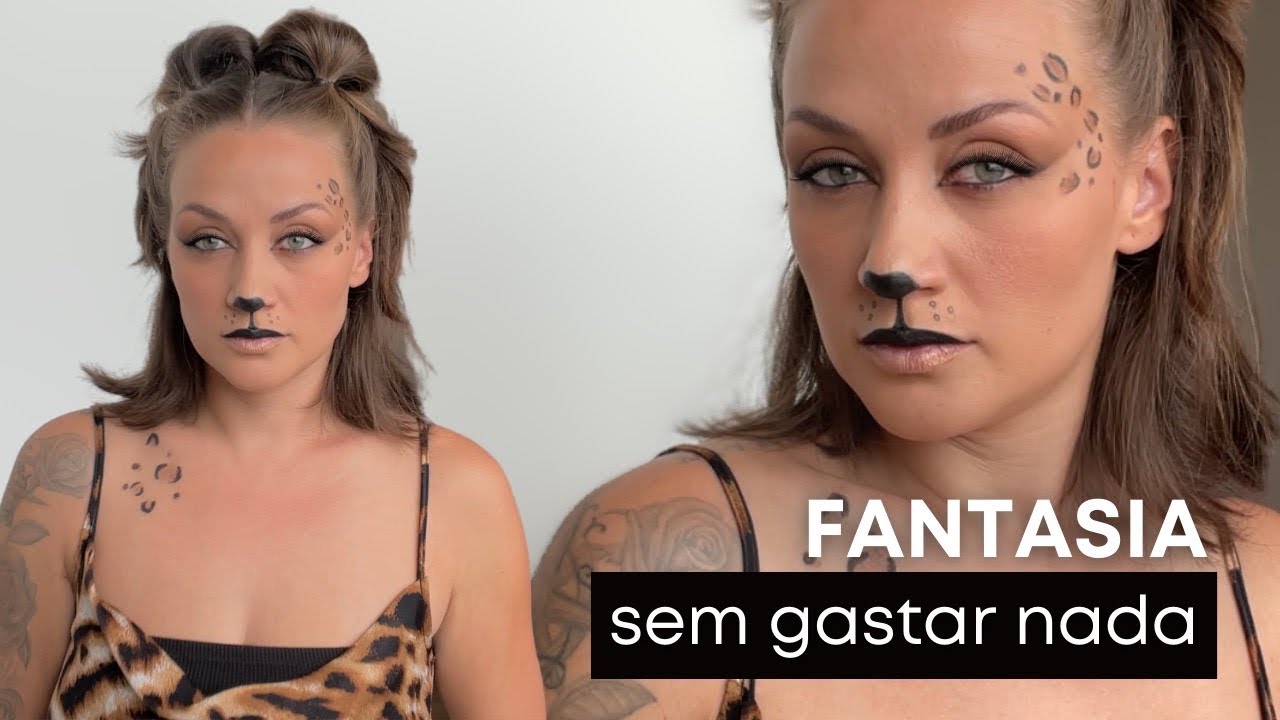 Fantasia de oncinha improvisada e SEM GASTAR nada (Make + Penteado)