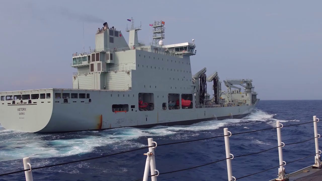 HMCS Vancouver Replenishment-At-Sea from MV Asterix