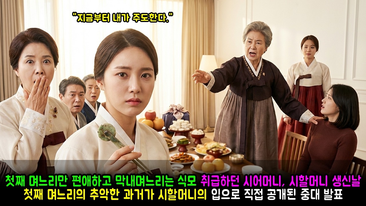 첫째 며느리만 편애하고 막내며느리는 식모 취급하던 시어머니, 시할머니 생신날 첫째 며느리의 추악한 과거가 시할머니의 입으로 직접 공개된 중대 발표