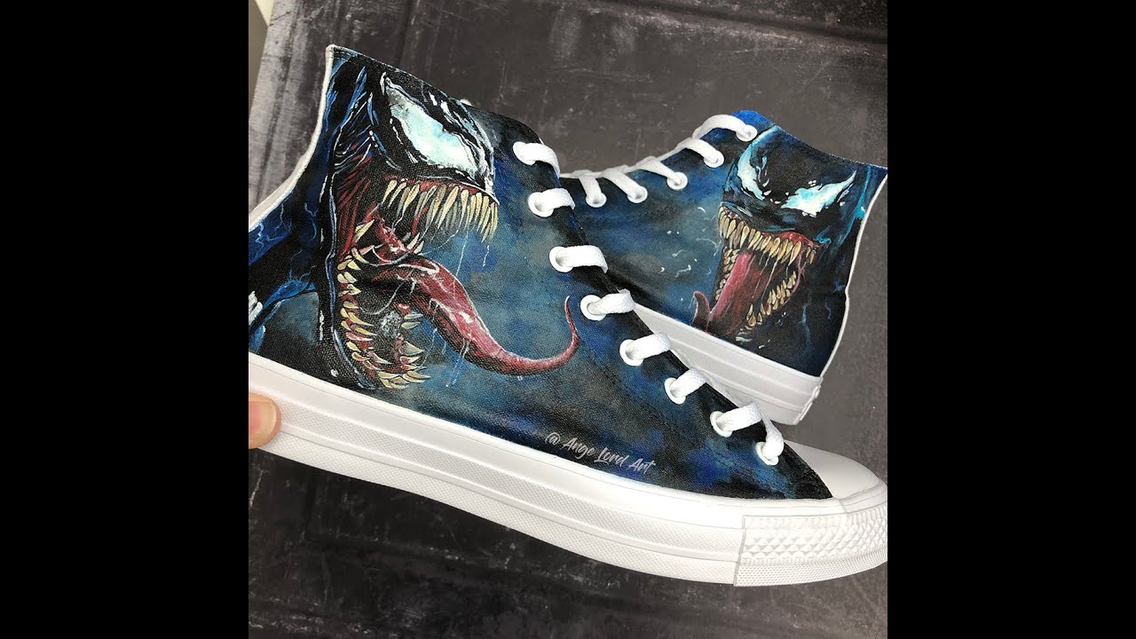 VENOM CUSTOM CONVERSE TUTORIAL | CUSTOM SNEAKERS | HOW TO PAINT SHOES