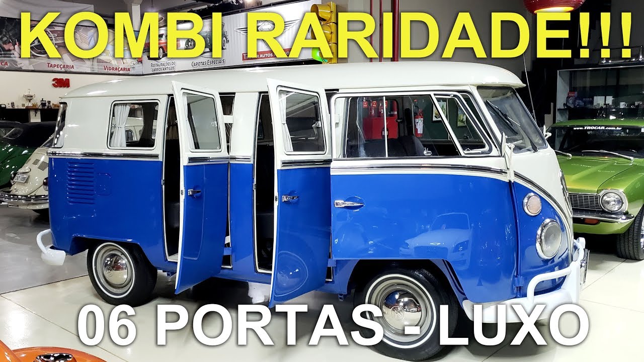 RARIDADE! Kombi Original 06 Portas - Luxo 1975 azul Arara - Restauração Trocar Autos Antigos