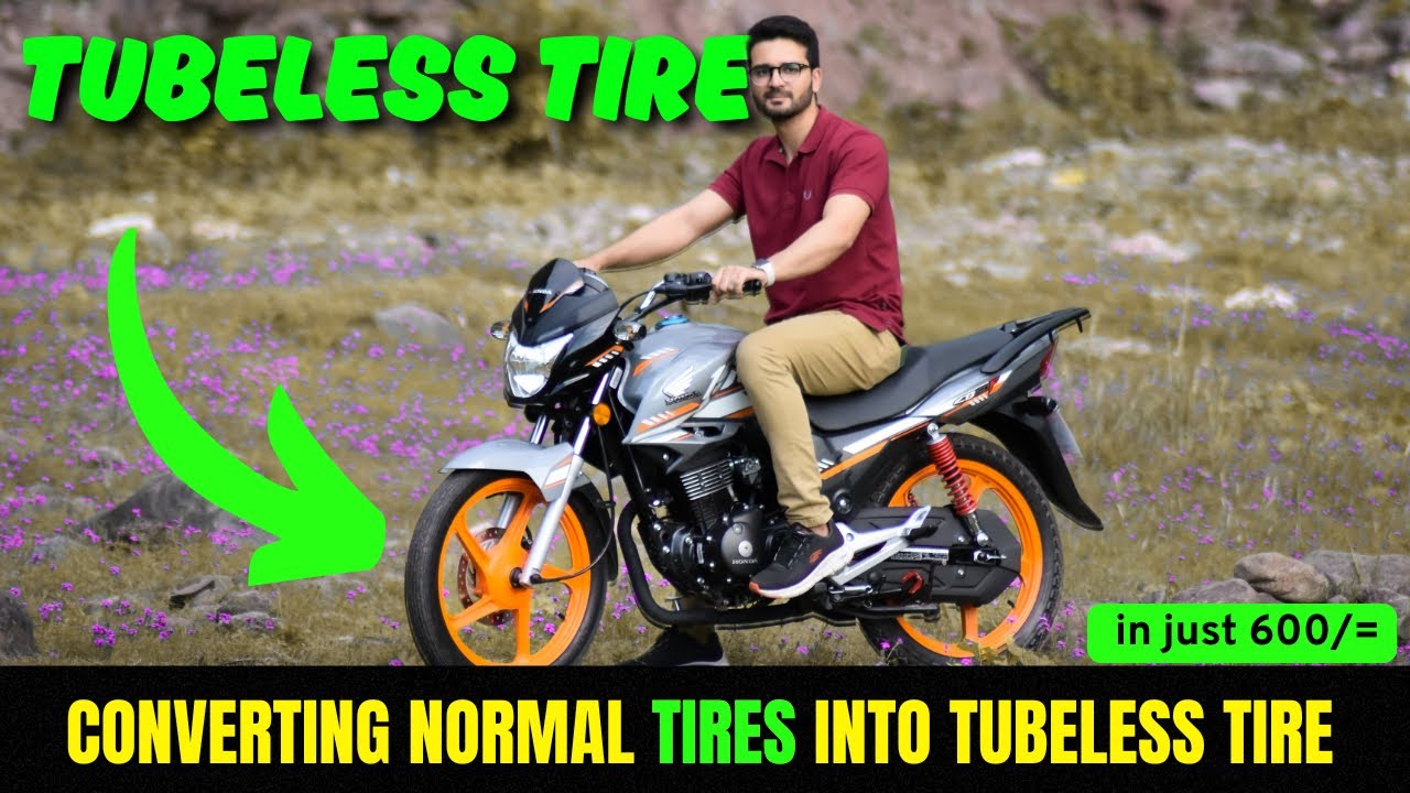 Honda CB 150F | How to Convert Normal Tires into Tubeless Tires in just 600 #cb150f #tubelesstyres