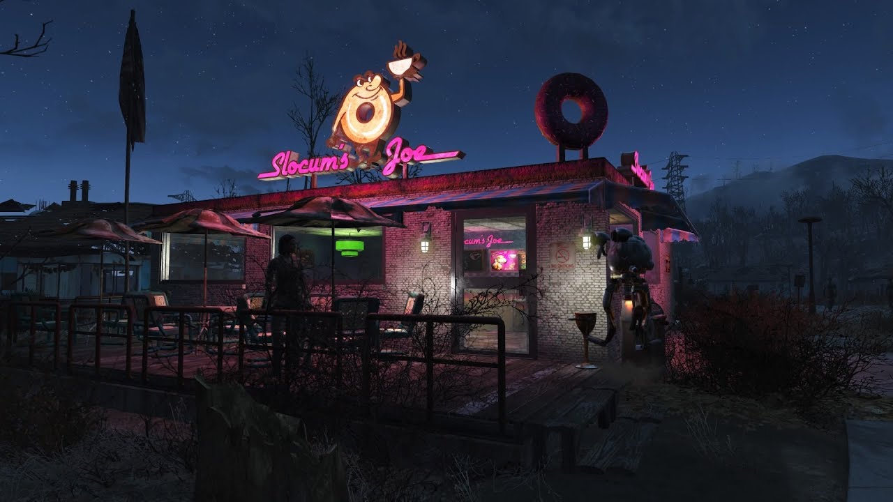 Fallout 4 Slocum's Joe Doughnut Shop Build & Tour - PS4 No Mods
