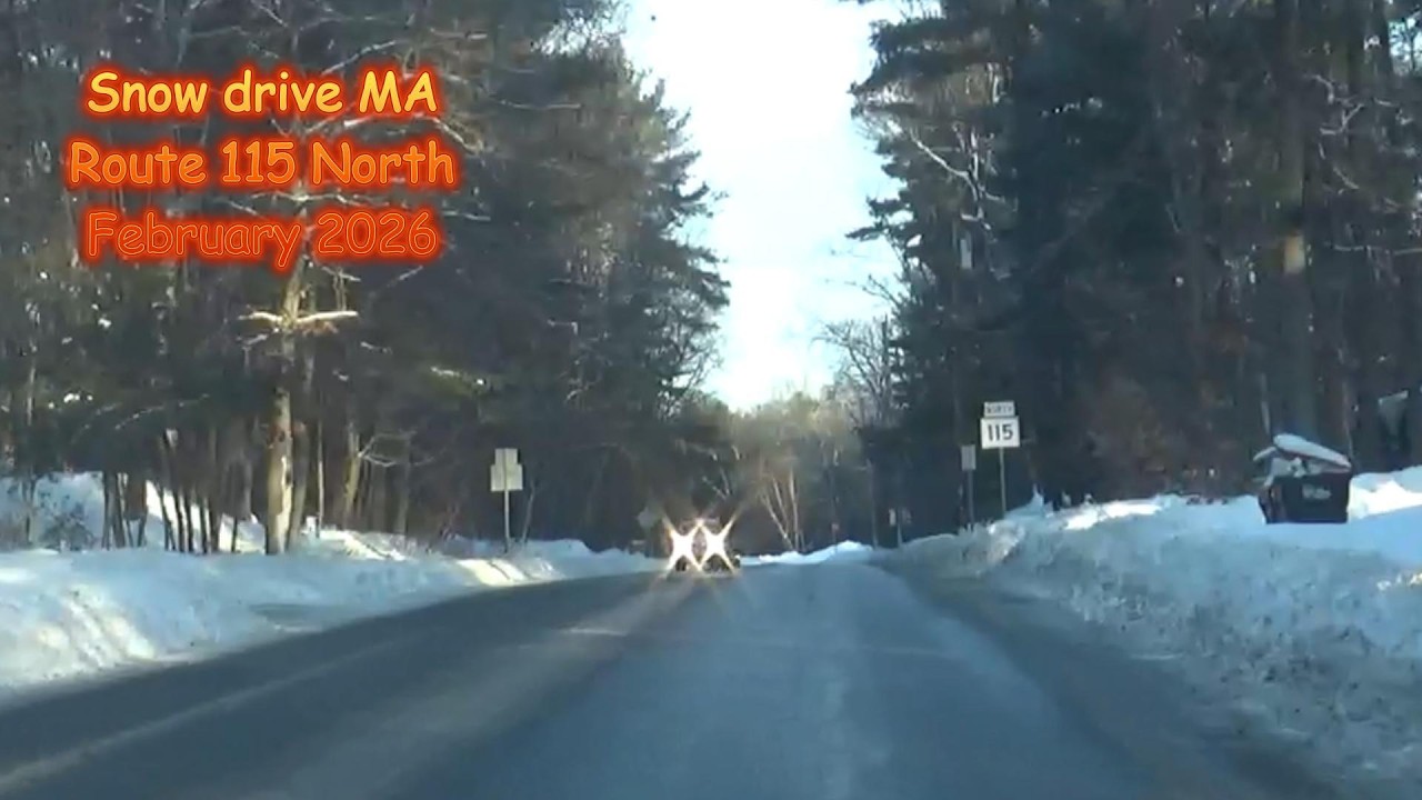 Snowy drive Massachusetts Route 115 North - February 2026