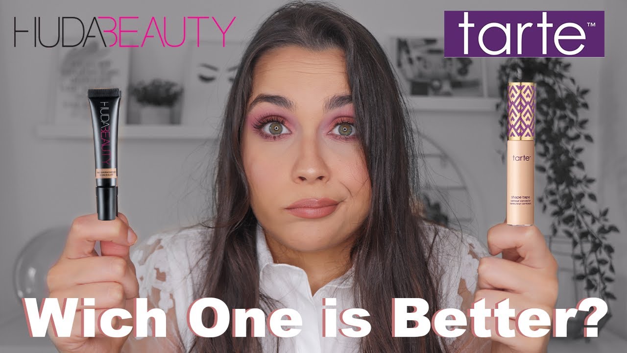 HUDA BEAUTY OVERACHIEVER VS TARTE SHAPE TAPE | FULL COVERAGE CONCEALER BATTLE | Leonor Pinto