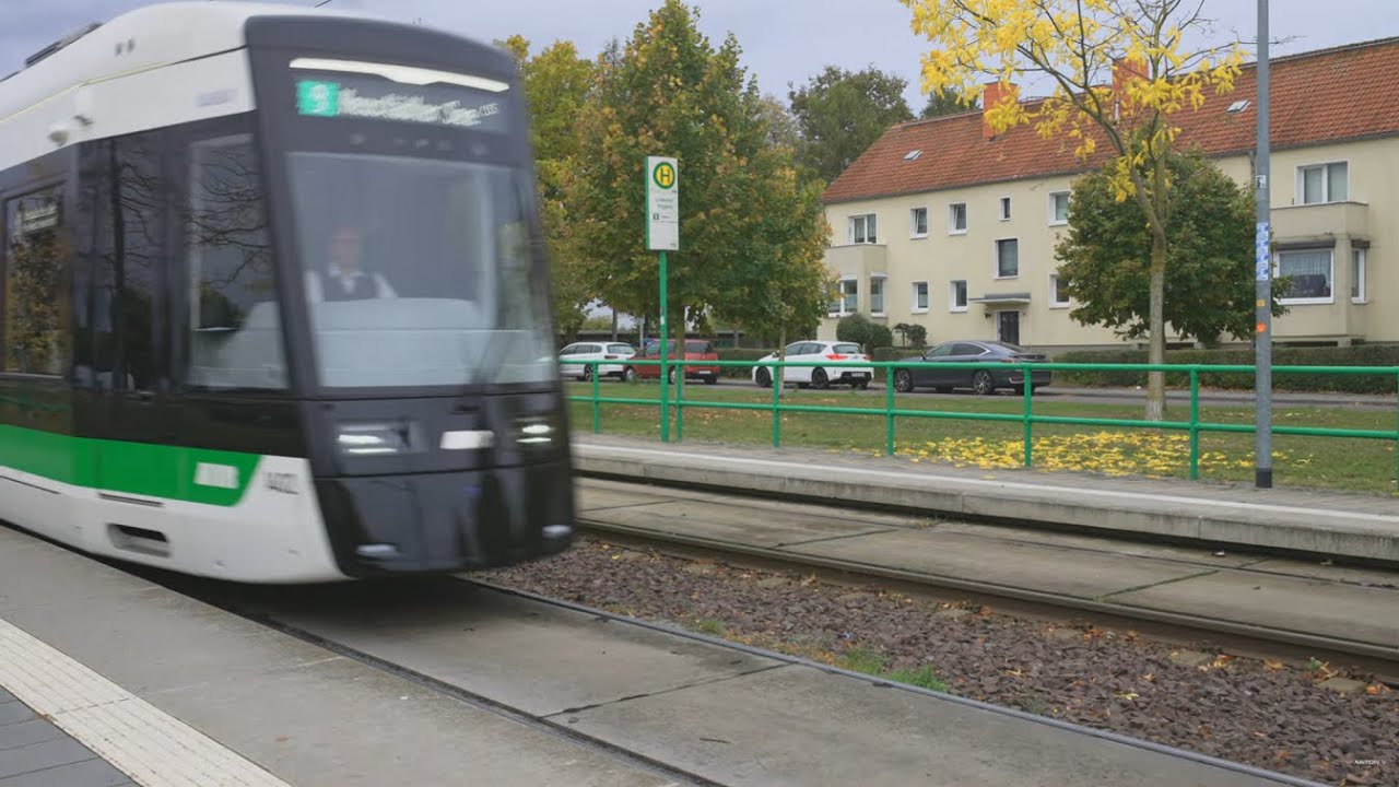 Germany, Magdeburg, tram 9 ride from Lindenhof/Flugplatz to Alter Markt