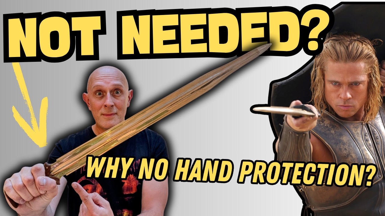 Why were HAND GUARDS not needed on BRONZE AGE SWORDS?