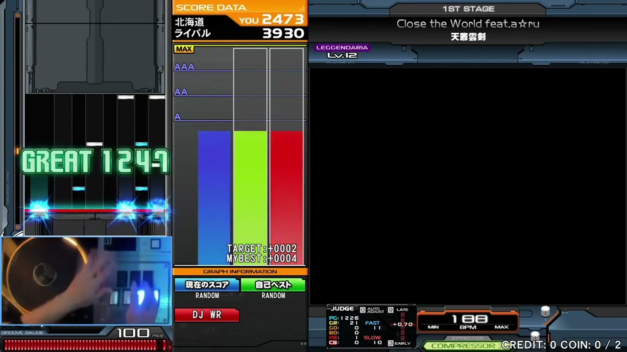 [歷代+6] Close the World feat.a☆ru [L] 3938(MAX-28) PERFECT
